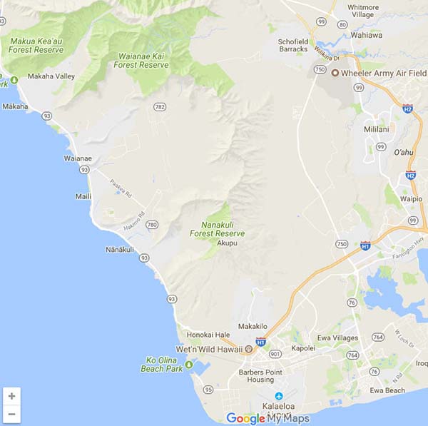 Leeward O&lsquo;ahu Map